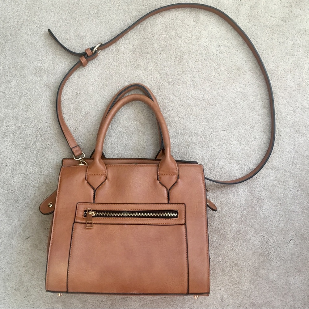 Cognac faux leather purse